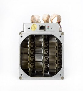 Antminer S7 Fan removed, view of heat sink configuration:
