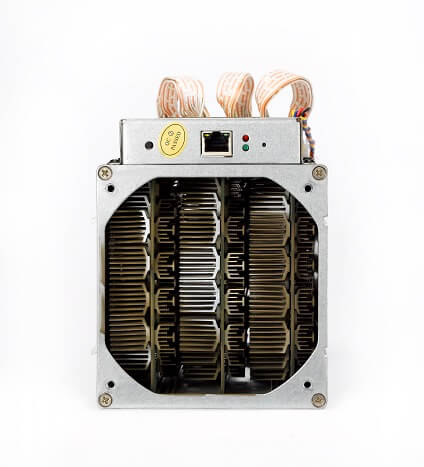 Antminer S7 Fan removed, view of heat sink configuration: